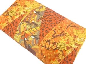 未使用品　十二単に紅葉・秋草模様織り出し　袋帯